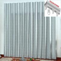 Cortina Em Jacquard Bahamas 3,00 X 2,70 Para Trilho Suisso - Cinza Claro - 1