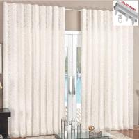 Cortina 2 Mt Sala Quarto Renda Com Voal Para Trilho Suisso Baratissima Palha - 1