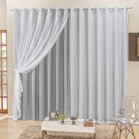 Cortina 4 Mts Sala Quarto Voal E Semiblackout Para Varão Cinza - 1