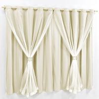 Cortina 2 Mts Sala Quarto Malha Com Voal Varão Baratissima Palha - 1