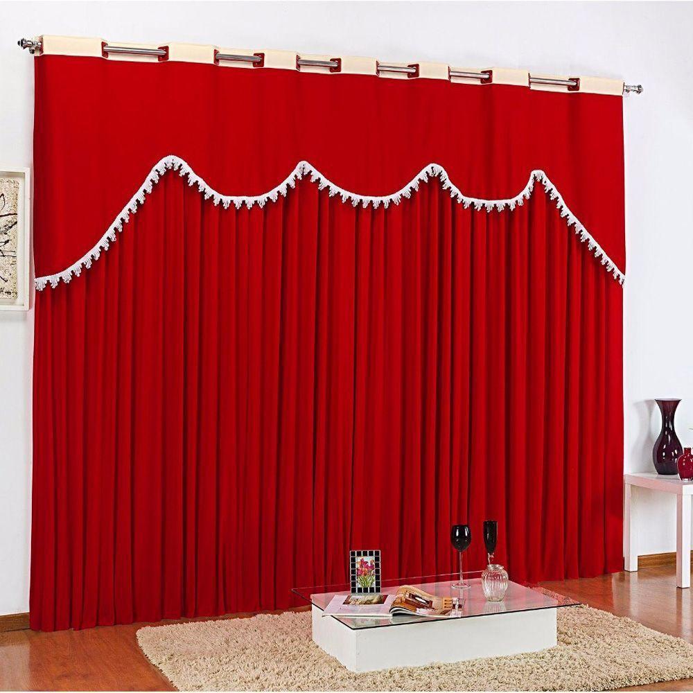 Cortina Maya Para Varão Tecido Malha Gel 2,00 X 1,80 Metros Alt - Vermelho - 1