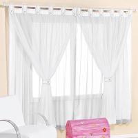 Cortina Infantil Juvenil Para Varão Tecido Voal 3,00 X 2,80 Metros Alt - Branca - 1