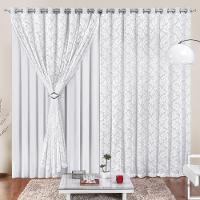 Cortina 3 Mts Sala Quarto Malha Renda Para Varão Baratissima Branca - 1