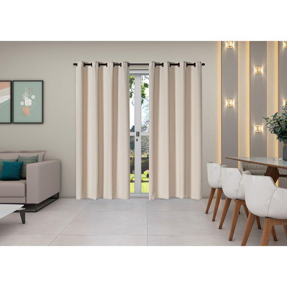 Cortina Isa Varão Tecido Oxford 4,00M X 2,50M - Avelã - 2