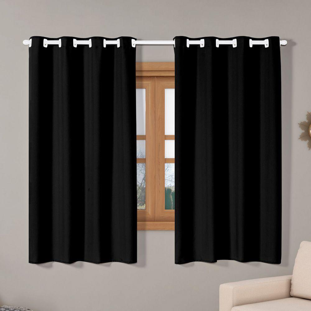 Cortina Isa Varão Tecido Oxford 2,80M X 1,60M - Preto - 1