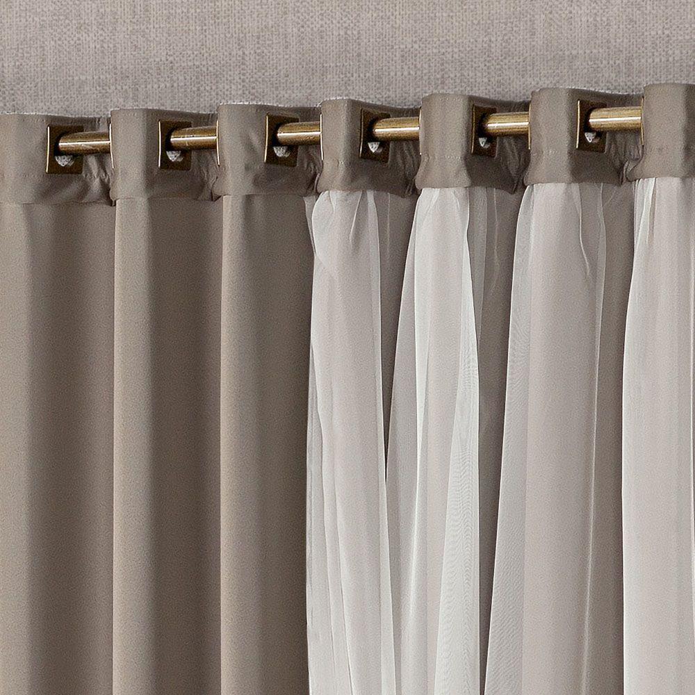 Cortina Mabelle Luxo Para Varão Tecido Semi Blackout e Voal 3,00 X 2,50 Metros - Avelã - 2