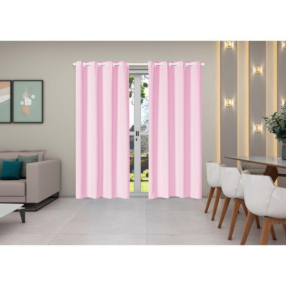 Cortina Isa Varão Tecido Oxford 4,00M X 2,50M - Rosa - 2