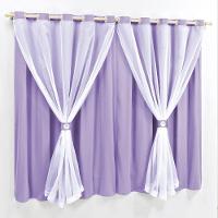 Cortina 3 Mts Sala Quarto Malha Com Voal Trilho Suisso Baratissima Lilás - 1