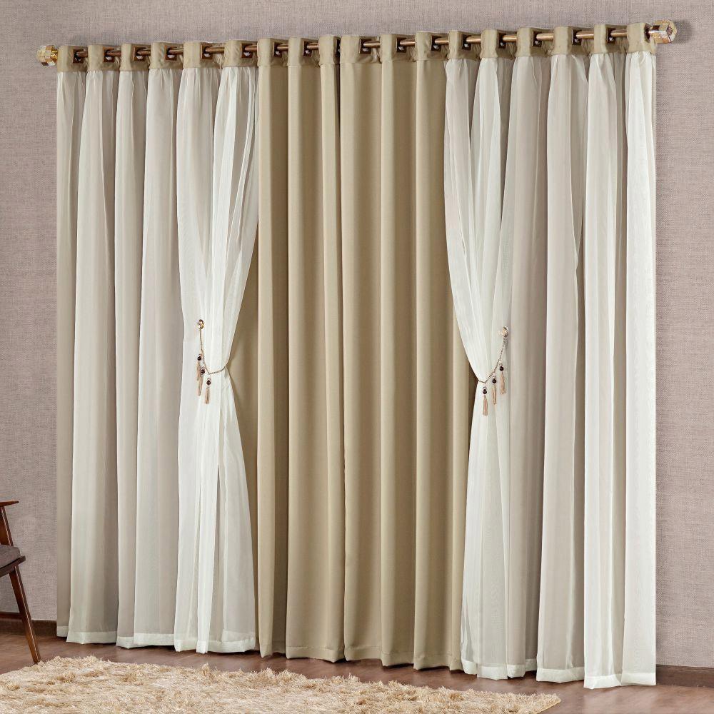 Cortina Bélgica 2 Mts Sala Quarto Blackout Para Varão - Avelã - 1