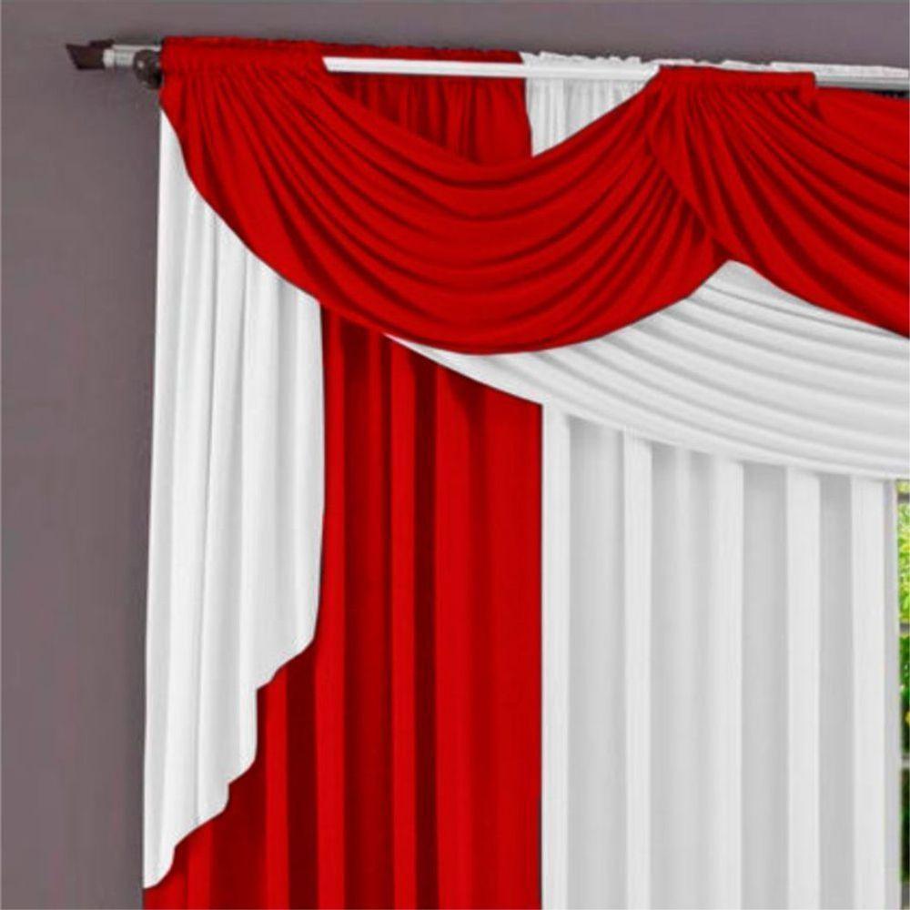 Cortina Paris Para Varão Em Malha 3,00m X 2,60m Sala Quarto - Vermelha - 2