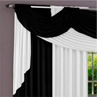 Cortina Paris Para Varão Em Malha 3,00m X 2,60m Sala Quarto - Preta - 2