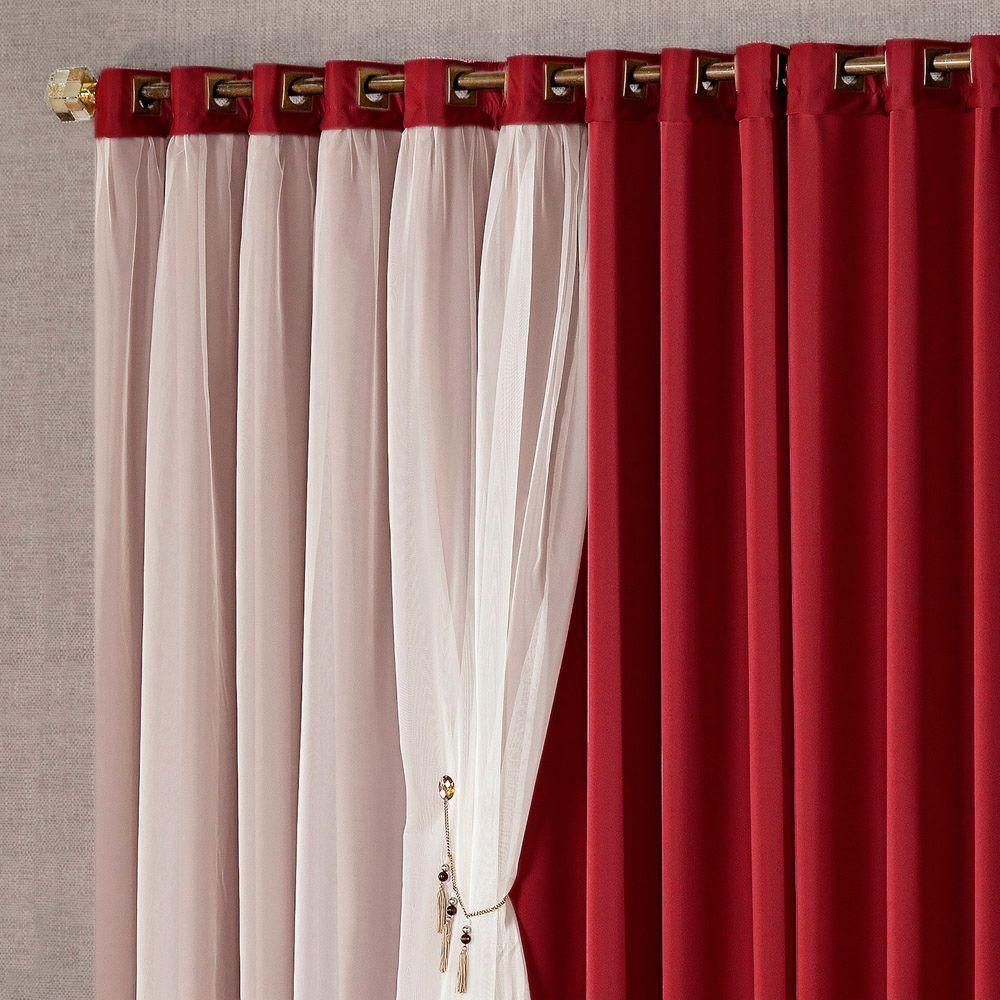 Cortina Bélgica 3 Mts Sala Quarto Blackout Para Varão - Vermelha - 2