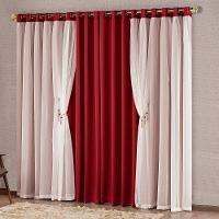 Cortina Bélgica 3 Mts Sala Quarto Blackout Para Varão - Vermelha - 1