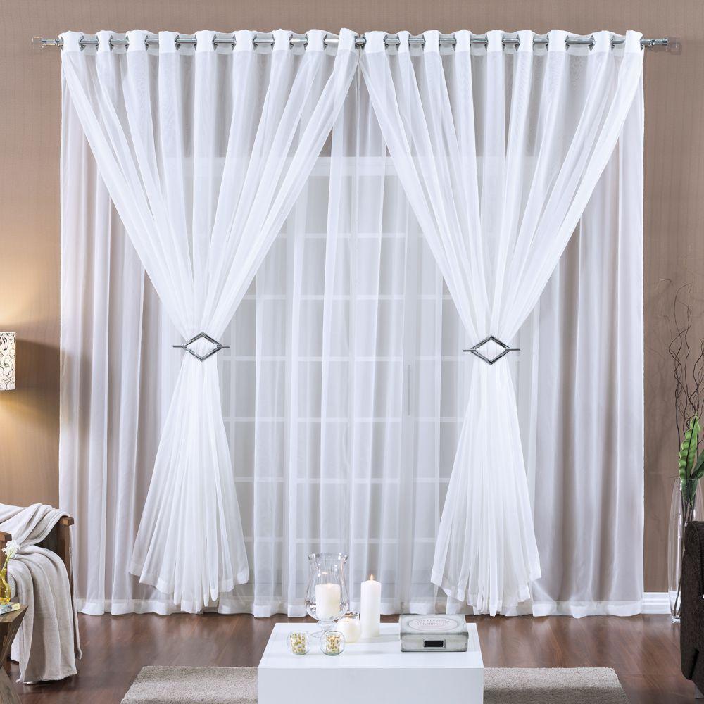 Cortina 4 Mts Voal Sala Quarto Para Trilho Comum Barata Branca - 1