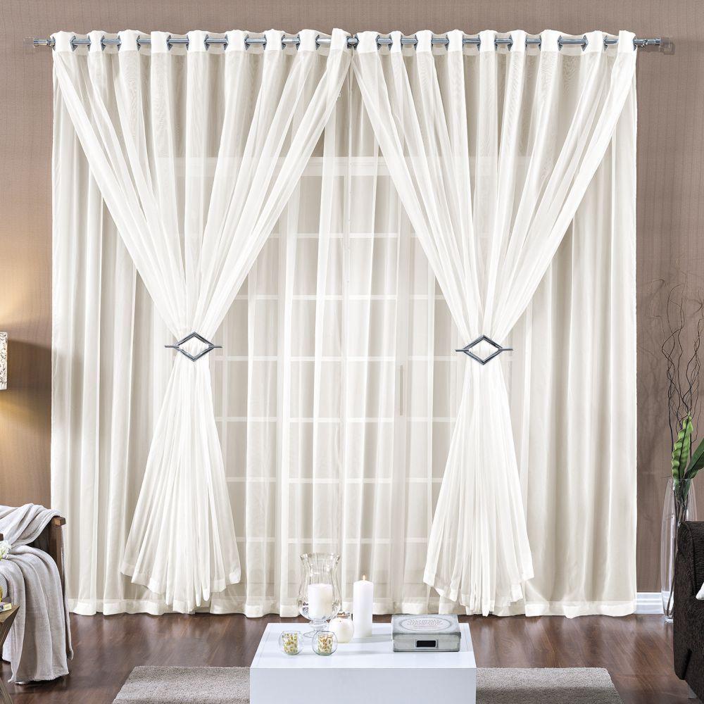 Cortina 4 Mts Voal Sala Quarto Para Varão Barata Palha - 1