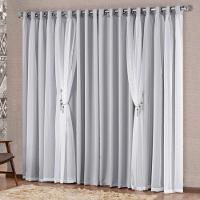 Cortina Bélgica 3 Mts Sala Quarto Blackout Para Varão - Cinza - 1