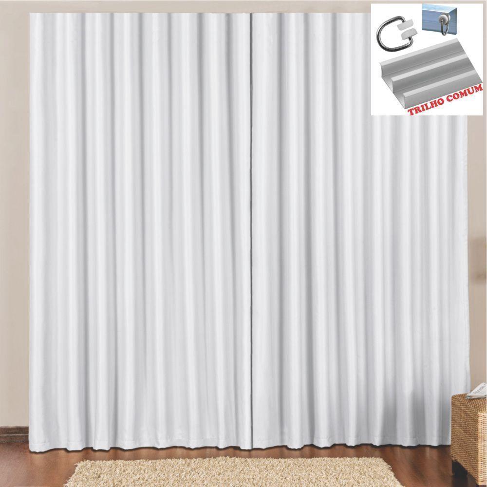 Cortina 4 Mts Sala Quarto Escritório Blackout  Para Trilho Comum - Gelo - 1