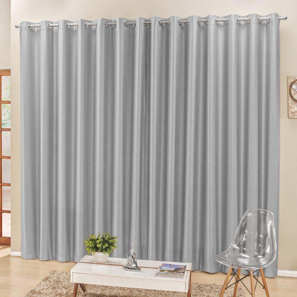 Cortina 2 Mts Sala Quarto Escritório Semiblackout Para Varão Cinza - 1