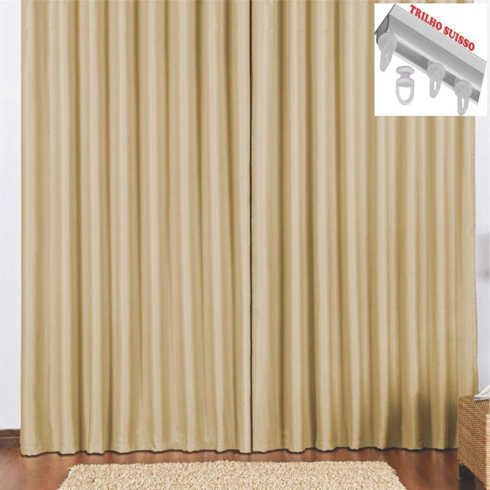 Cortina 3 Mts Sala Quarto Escritório Blackout  Para Trilho Suisso - Avelã - 1