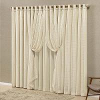 Cortina Marrocos Tecido Blackout e Voal Fitado 2,00M X 1,70M Janela - Palha - 1