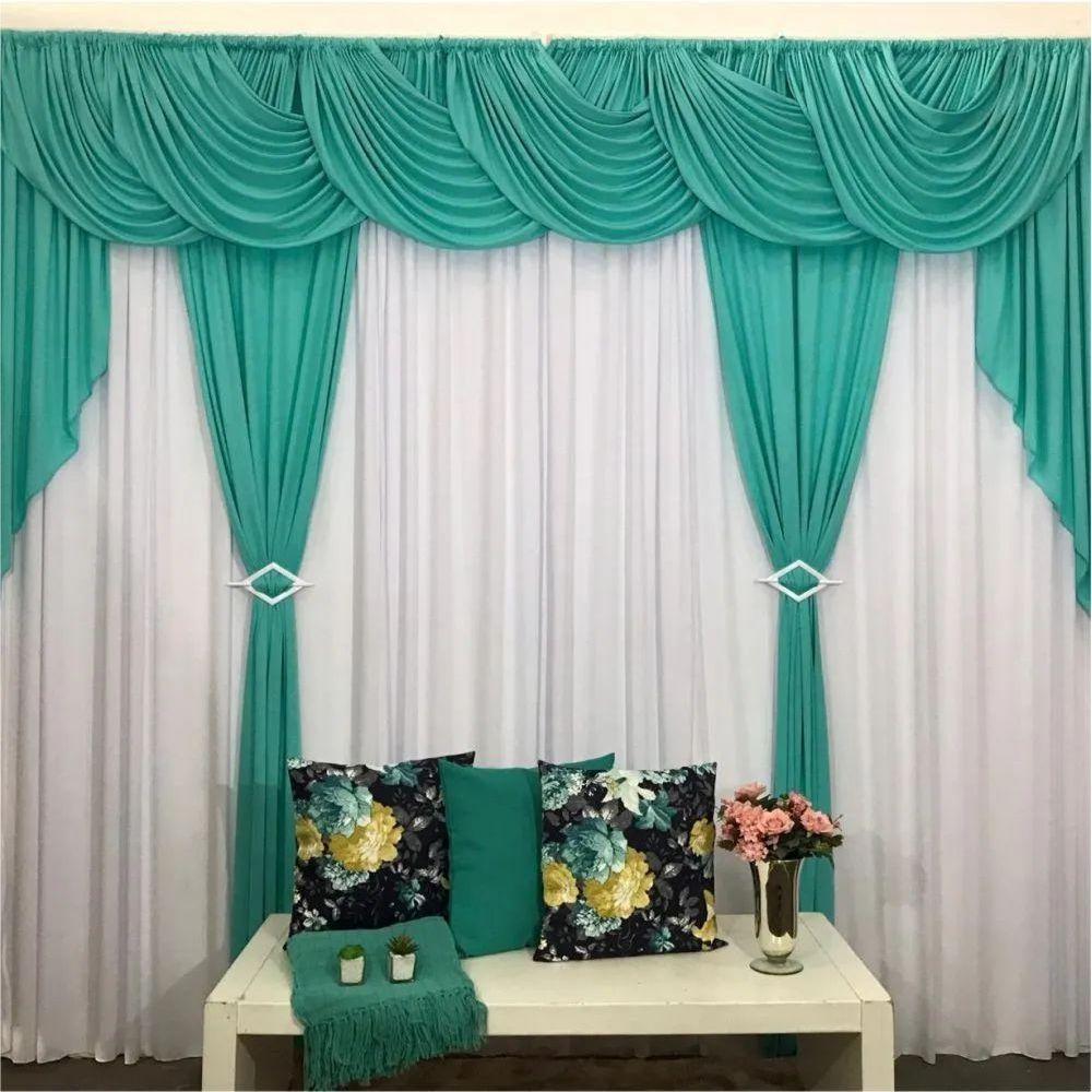 Cortina Sedução Para Varão Em Malha 4,00m X 2,60m Sala Quarto - Verde - 1