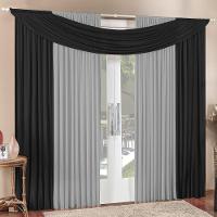 Cortina Tendência 2,00m X 1,70m Para Varão Em Malha Sala Quarto - Preta - 1