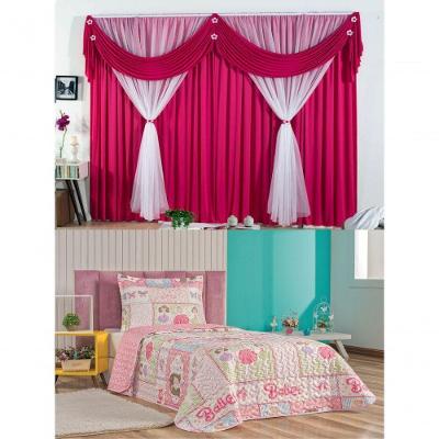 Cortina Jessica Quarto Menina E Colcha Matelada - Pink