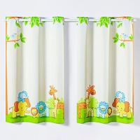 Cortina Kids Infantil Varão Tecido Oxford 2,00M X 1,30M - Bichinhos Safari Verde - 1