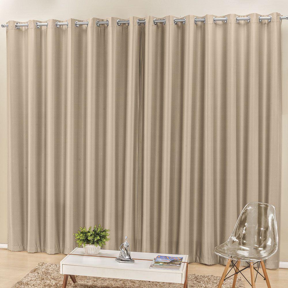 Cortina Madri Para Trilho Comum Tecido Semi Blackout 4,00M X 2,50M - Bege - 1