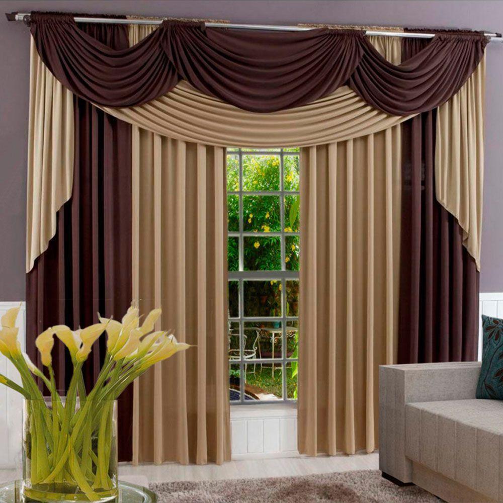 Cortina Imperiale Varão Tecido Malha Gel 3,00 X 2,60 Metros - Tabaco e Avelã - 1