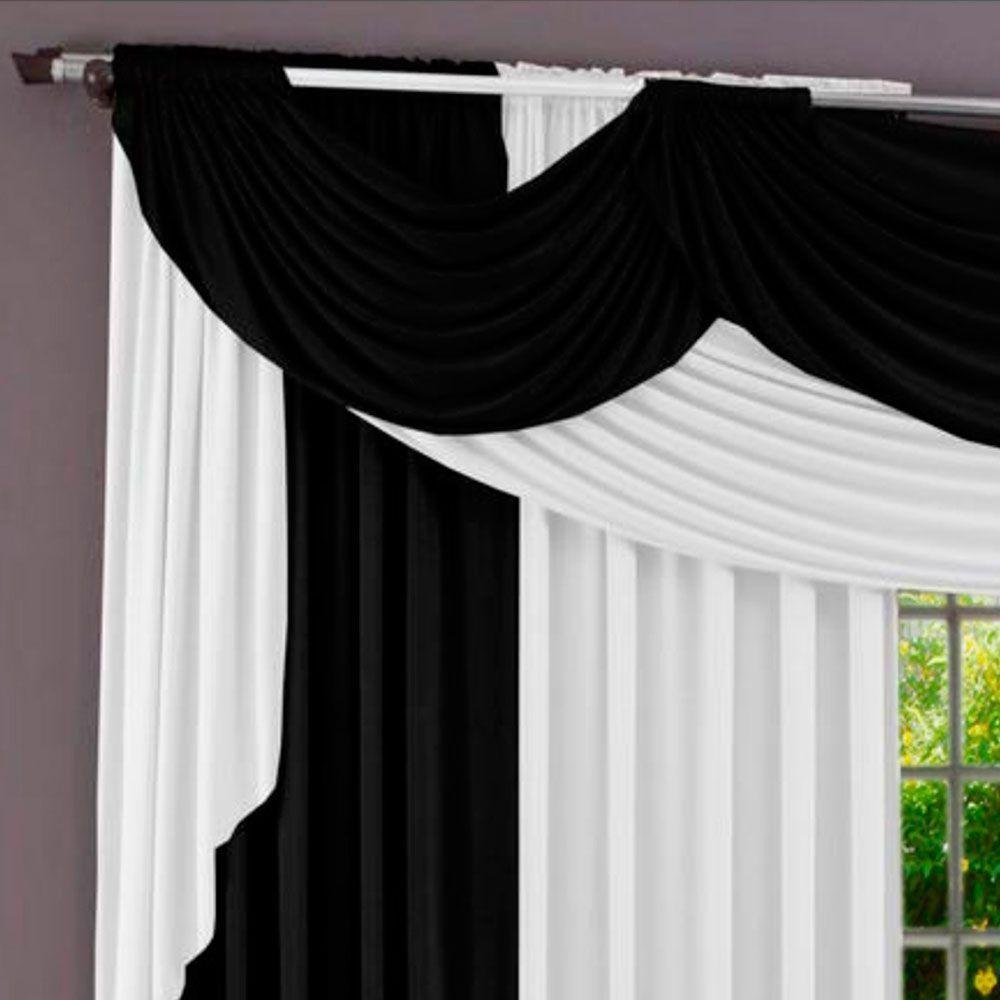 Cortina Imperiale Varão Tecido Malha Gel 3,00 X 2,60 Metros - Preto e Branco - 2