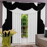 Cortina Imperiale Varão Tecido Malha Gel 3,00 X 2,60 Metros - Preto e Branco - 1