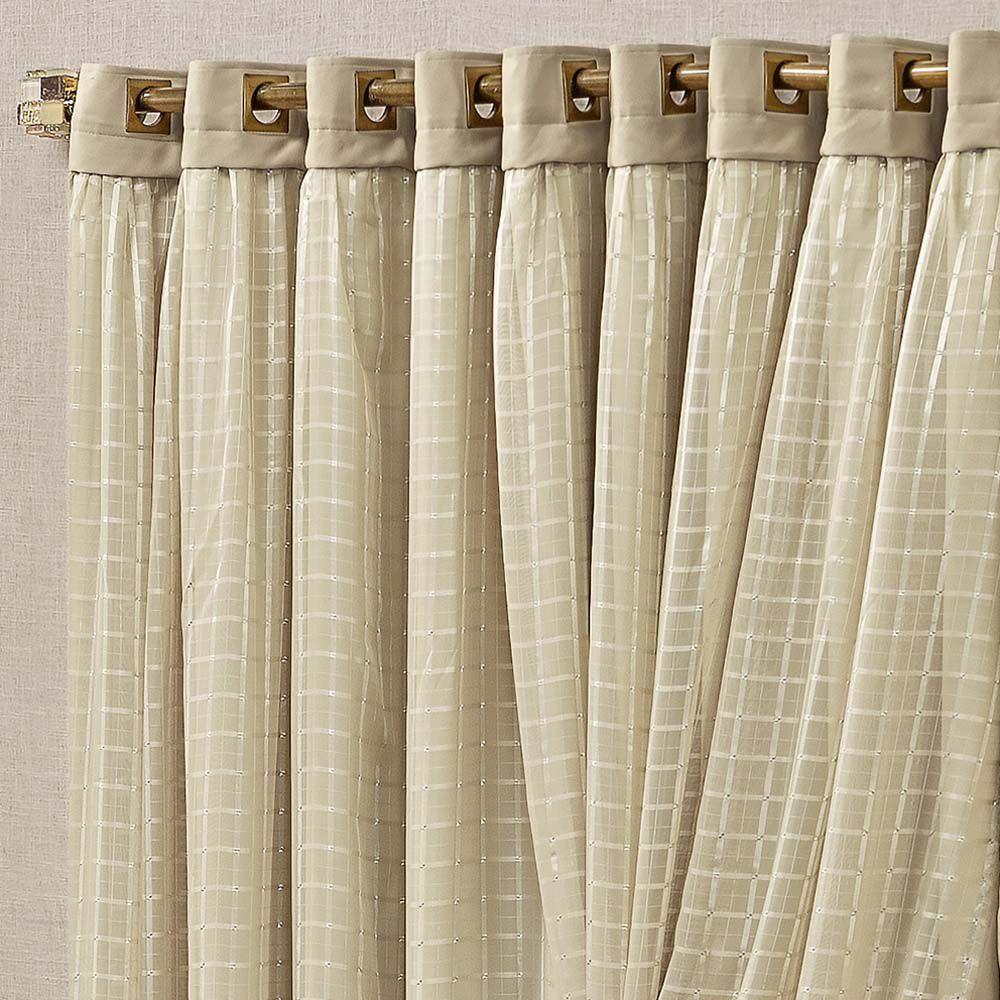 Cortina Marrocos Tecido Blackout e Voal Fitado 4,00M X 2,70M Janela - Chocolate - 2