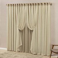 Cortina Marrocos Tecido Blackout e Voal Fitado 4,00M X 2,70M Janela - Chocolate - 1