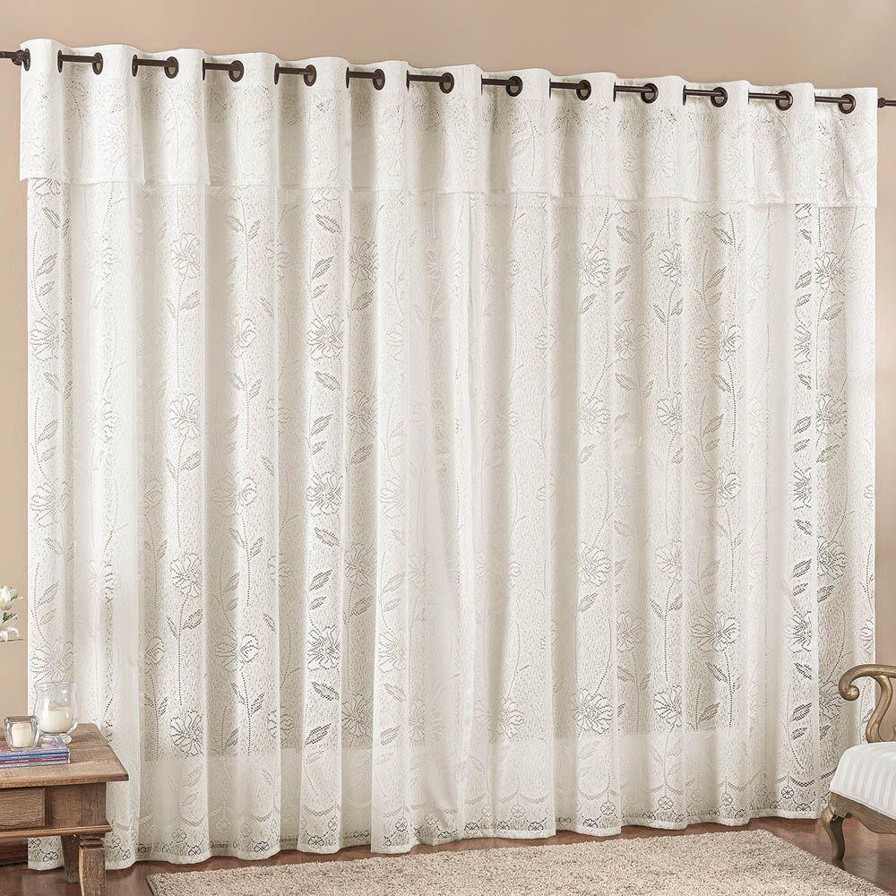 Cortina Para Varão Luna 4,00 X 2,50m Alt Renda Trabalhada - Palha - 1