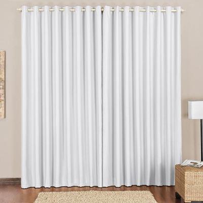 Cortina Block Blackout Blecaute Para Varão Tecido Corta Luz 4,00 X 2,80M Janela - Branco Gelo