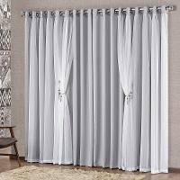 Cortina E Voal 2,00 X 1,70 Metros Cinza - 1