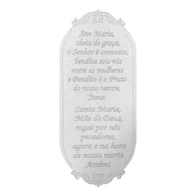 Placa Decorativa Oração Ave Maria Mdf 30x13cm Branco