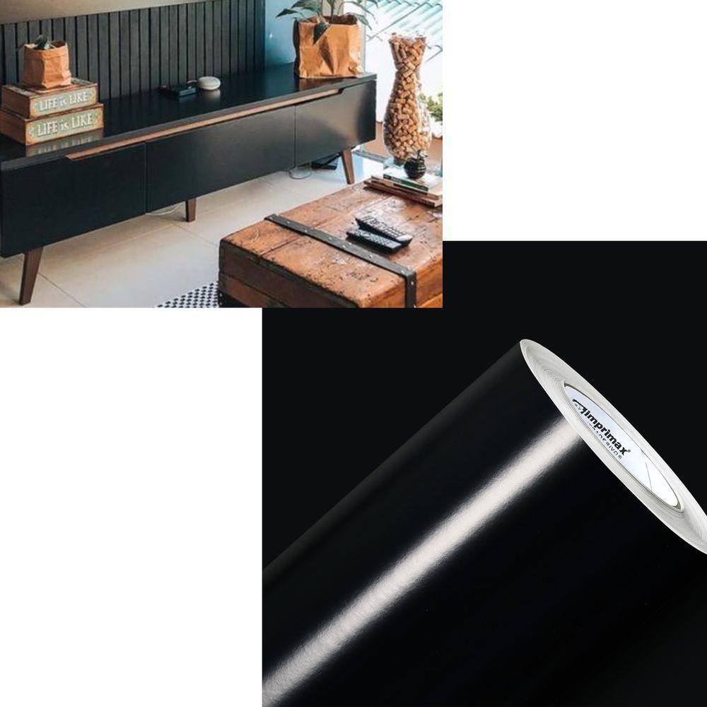 Envelopamento Adesivo Vinil Contact Moveis 7mx50cm Preto - 1