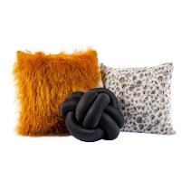 Kit Capas De Almofadas Nó Plush Fleece Onça Mostarda 3 Peças - 1