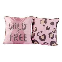 Par De Capa De Almofada Wild Free Rosa 45cm X 45cm Com Viés - 1