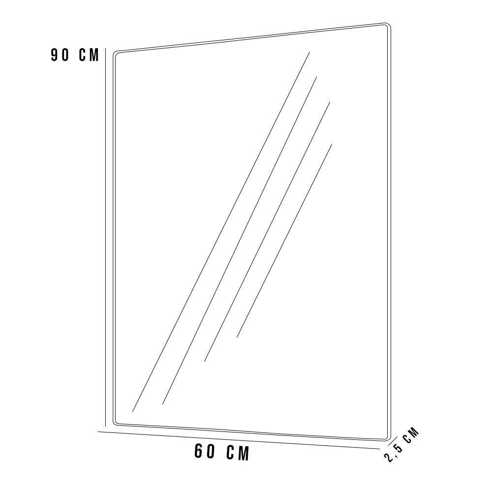 Espelho Retangular Com Moldura Aço Preto D1 90X60 Cm Ibiza - 5