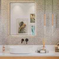 Espelho Retangular Com Moldura Aço Preto D1 90X60 Cm Ibiza