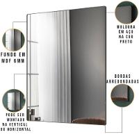 Espelho Retangular Com Moldura Aço Preto D1 90X60 Cm Ibiza - 6