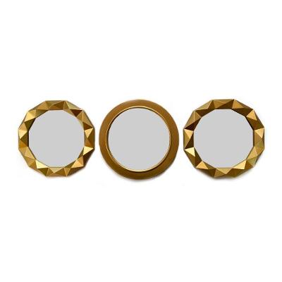 Kit 03 Espelhos Decorativo Moldura Redonda Dourado - D'rossi