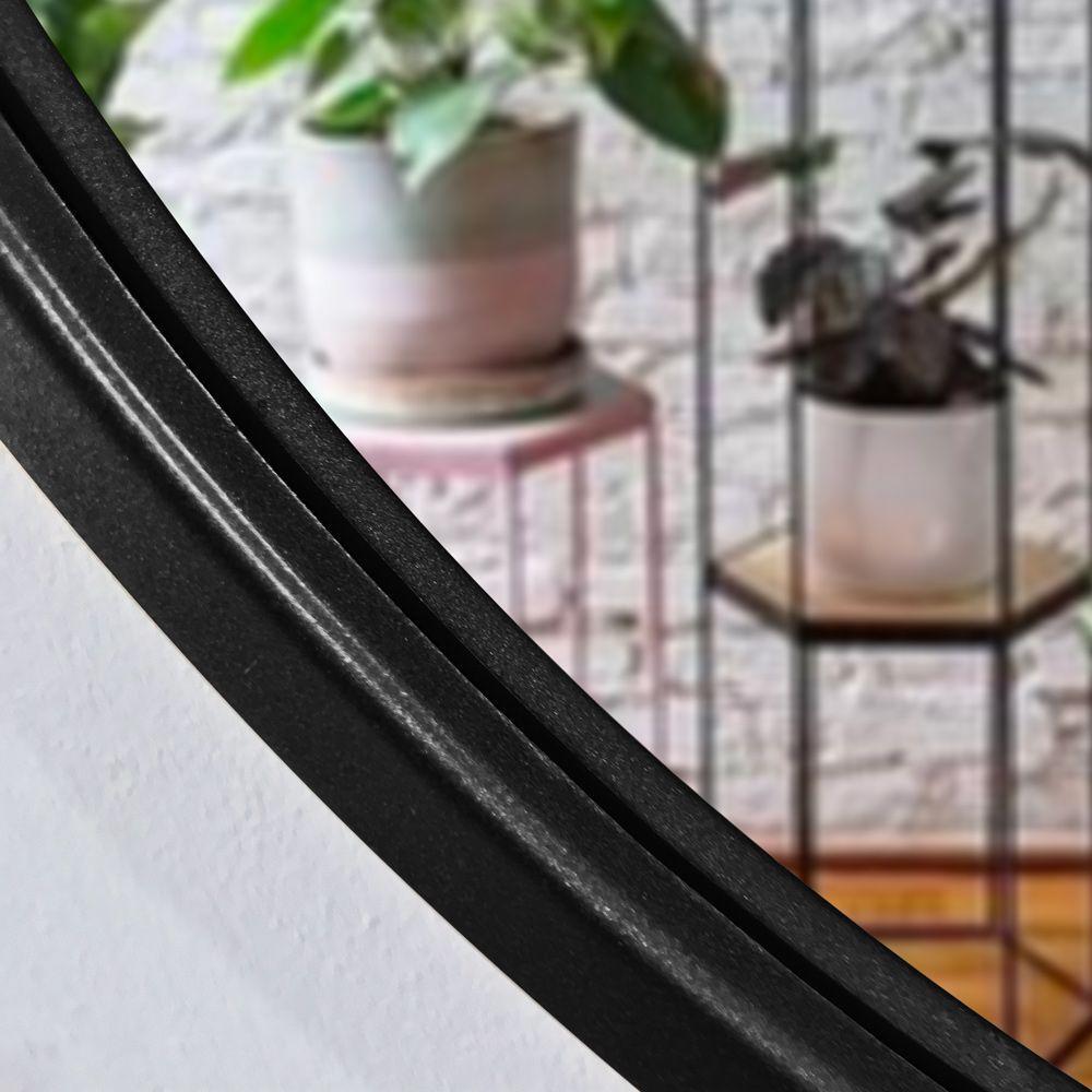 Espelho Adnet Redondo Preto 60cm Com Alça Marrom - 4