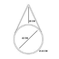 Espelho Adnet Redondo Preto 60cm Com Alça Marrom - 2