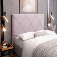 Cabeceira Cama Box Casal King Size Mel 195cm Com Frame Suede Rosa Bebê - Desk Design - 3