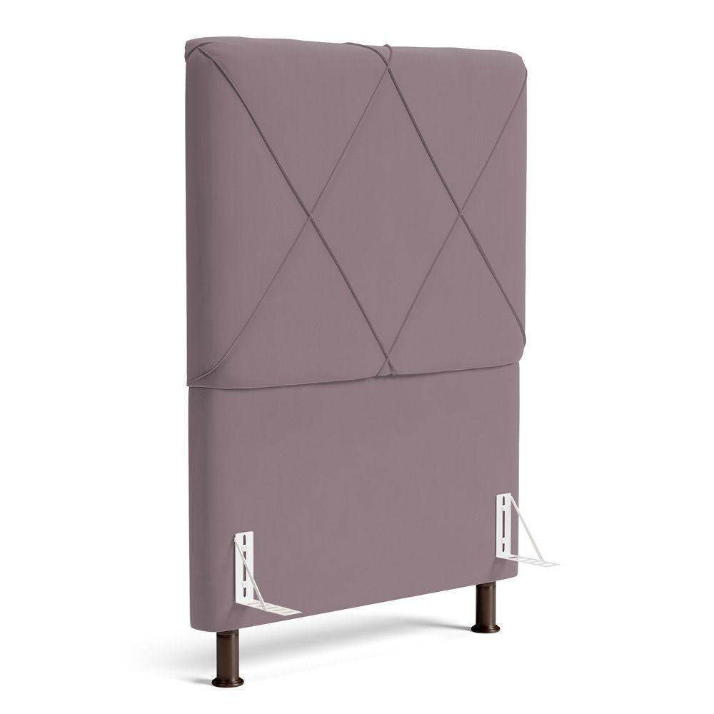Cabeceira Cama Box Solteiro Mel 90cm Com Frame Veludo Rosê - Desk Design - 1