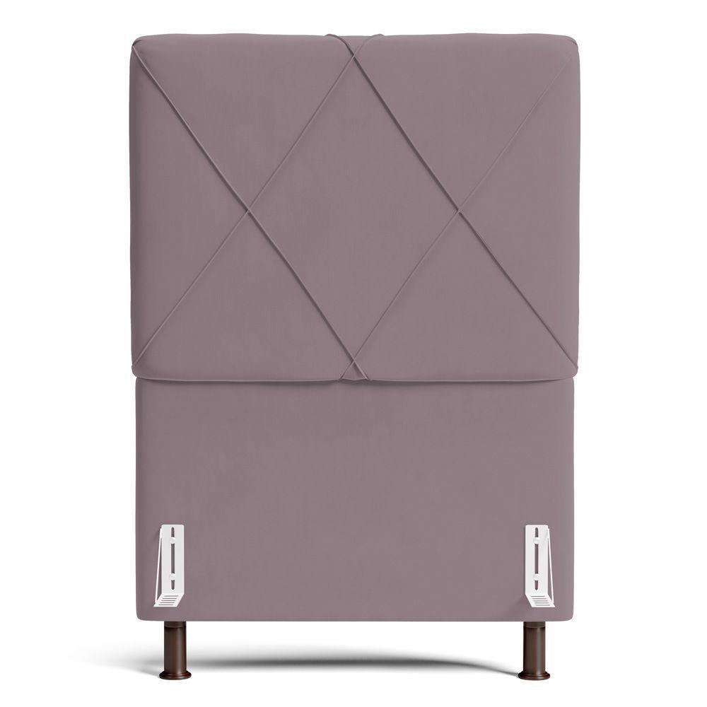 Cabeceira Cama Box Solteiro Mel 90cm Com Frame Veludo Rosê - Desk Design - 4